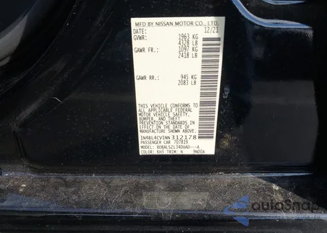 2022 Nissan Altima Sr Fwd from USA, damaged, VIN 1N4BL4CV1NN312178